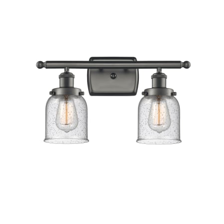 A large image of the Innovations Lighting 916-2W Small Bell Oil Rubbed Bronze / Seedy