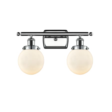 A large image of the Innovations Lighting 916-2W Beacon Polished Chrome / Matte White