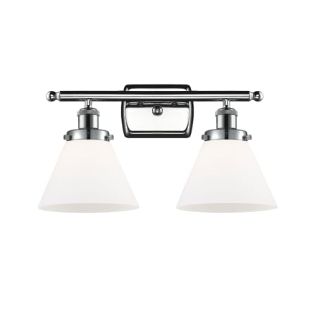 A large image of the Innovations Lighting 916-2W Large Cone Polished Chrome / Matte White