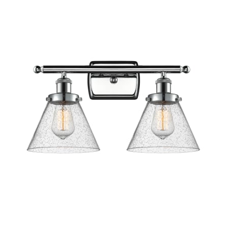 A large image of the Innovations Lighting 916-2W Large Cone Polished Chrome / Seedy