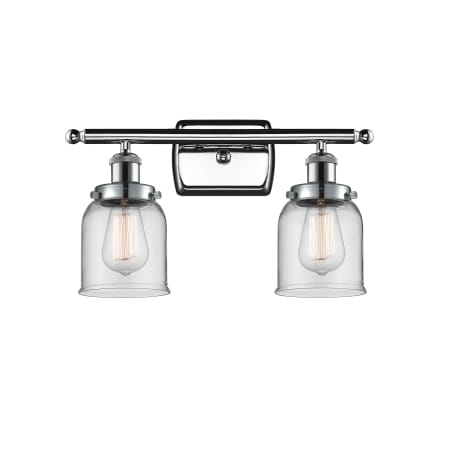 A large image of the Innovations Lighting 916-2W Small Bell Polished Chrome / Clear