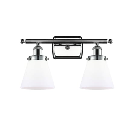 A large image of the Innovations Lighting 916-2W Small Cone Polished Chrome / Matte White