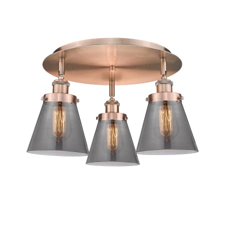 A large image of the Innovations Lighting 916-3C-10-18 Cone Flush Alternate Image