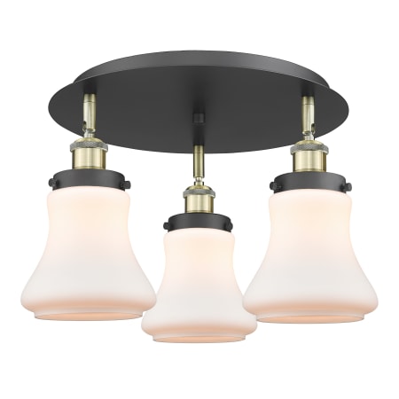 A large image of the Innovations Lighting 916-3C-10-18 Bellmont Flush Black Antique Brass / Matte White