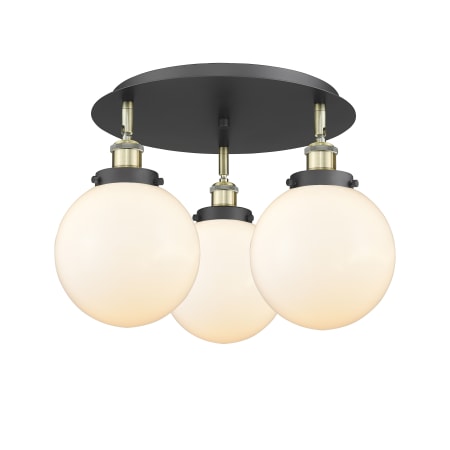 A large image of the Innovations Lighting 916-3C-12-20 Canton Flush Black Antique Brass / Matte White