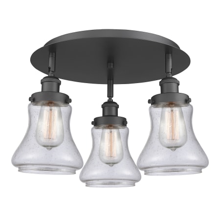 A large image of the Innovations Lighting 916-3C-10-18 Bellmont Flush Matte Black / Seedy