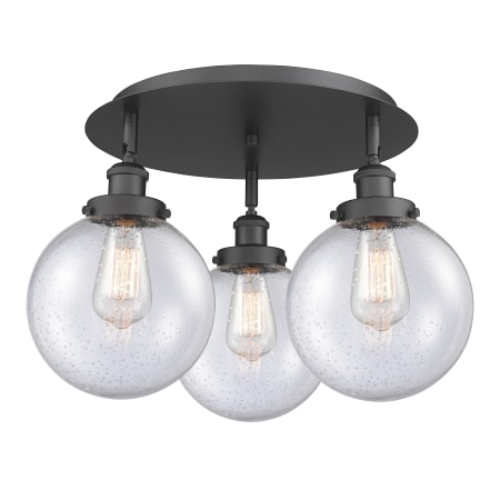 A large image of the Innovations Lighting 916-3C-12-20 Canton Flush Matte Black / Seedy