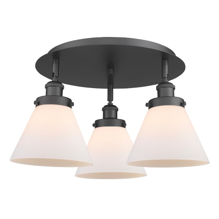 A large image of the Innovations Lighting 916-3C-10-20 Cone Flush Matte Black / Matte White