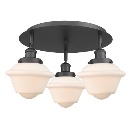 A large image of the Innovations Lighting 916-3C-8-19 Oxford Flush Matte Black / Matte White