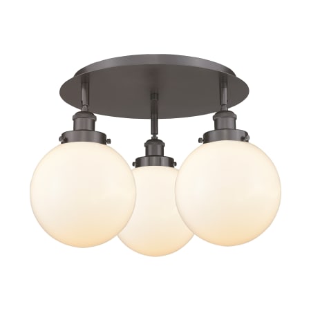 A large image of the Innovations Lighting 916-3C-12-20 Canton Flush Oil Rubbed Bronze / Matte White