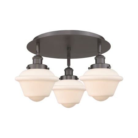 A large image of the Innovations Lighting 916-3C-8-19 Oxford Flush Oil Rubbed Bronze / Matte White