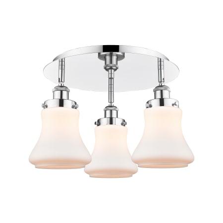 A large image of the Innovations Lighting 916-3C-10-18 Bellmont Flush Polished Chrome / Matte White