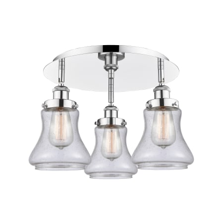 A large image of the Innovations Lighting 916-3C-10-18 Bellmont Flush Polished Chrome / Seedy