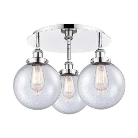 A large image of the Innovations Lighting 916-3C-12-20 Canton Flush Polished Chrome / Seedy