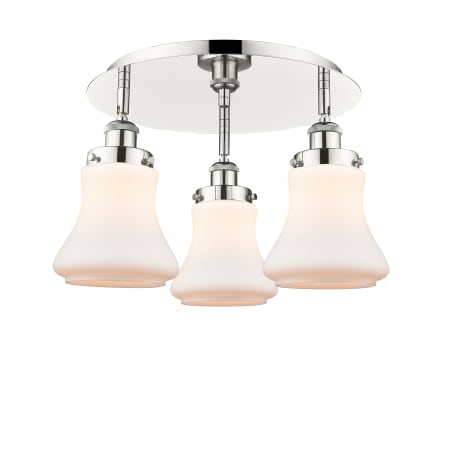 A large image of the Innovations Lighting 916-3C-10-18 Bellmont Flush Polished Nickel / Matte White