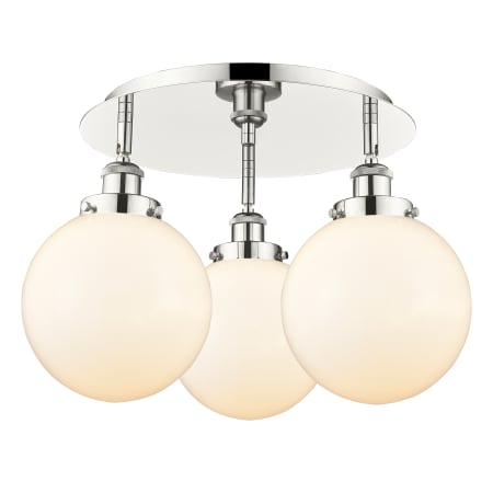 A large image of the Innovations Lighting 916-3C-12-20 Canton Flush Polished Nickel / Matte White