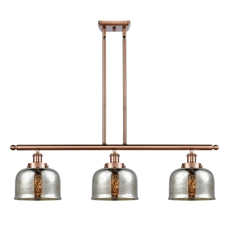 A large image of the Innovations Lighting 916-3I-11-36 Bell Linear Antique Copper / Silver Plated Mercury