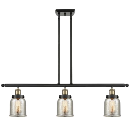 A large image of the Innovations Lighting 916-3I-10-36 Bell Linear Black Antique Brass / Silver Plated Mercury