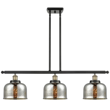 A large image of the Innovations Lighting 916-3I-11-36 Bell Linear Black Antique Brass / Silver Plated Mercury