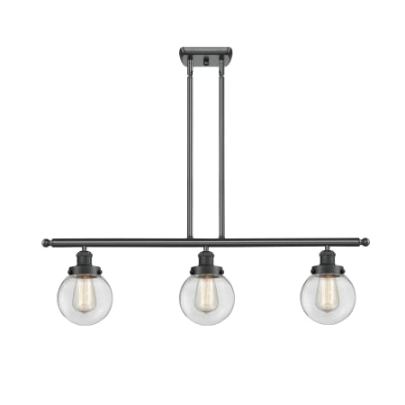 A large image of the Innovations Lighting 916-3I Beacon Matte Black / Clear