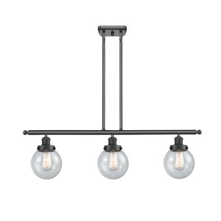 A large image of the Innovations Lighting 916-3I Beacon Matte Black / Seedy