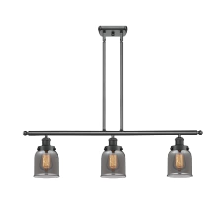 A large image of the Innovations Lighting 916-3I Small Bell Matte Black / Plated Smoke