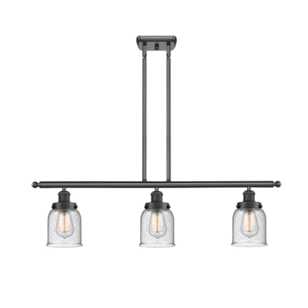 A large image of the Innovations Lighting 916-3I Small Bell Matte Black / Seedy