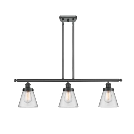 A large image of the Innovations Lighting 916-3I Small Cone Matte Black / Clear