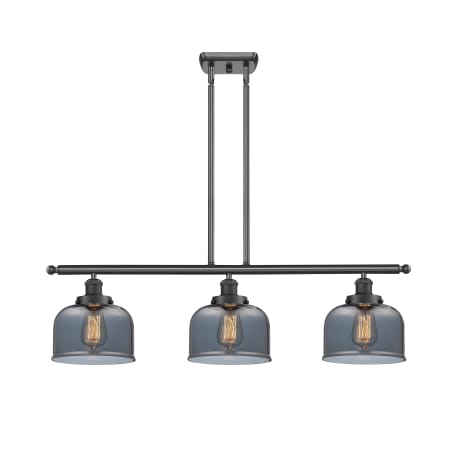 A large image of the Innovations Lighting 916-3I Large Bell Matte Black / Plated Smoke