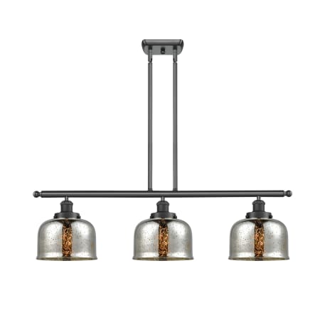 A large image of the Innovations Lighting 916-3I-11-36 Bell Linear Matte Black / Silver Plated Mercury