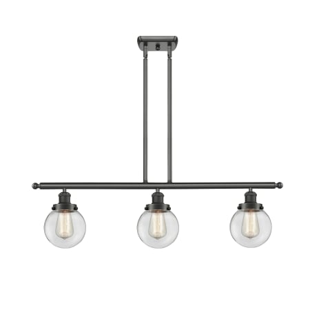 A large image of the Innovations Lighting 916-3I Beacon Oil Rubbed Bronze / Clear