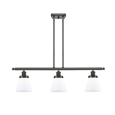 A large image of the Innovations Lighting 916-3I Small Cone Oil Rubbed Bronze / Matte White