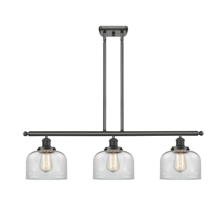 A large image of the Innovations Lighting 916-3I Large Bell Oil Rubbed Bronze / Clear