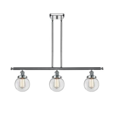 A large image of the Innovations Lighting 916-3I Beacon Polished Chrome / Clear