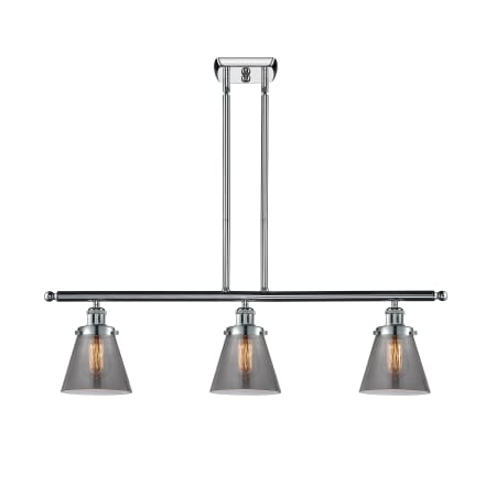 A large image of the Innovations Lighting 916-3I Small Cone Polished Chrome / Plated Smoke