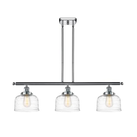 A large image of the Innovations Lighting 916-3I-11-36 Bell Linear Polished Chrome / Clear Deco Swirl
