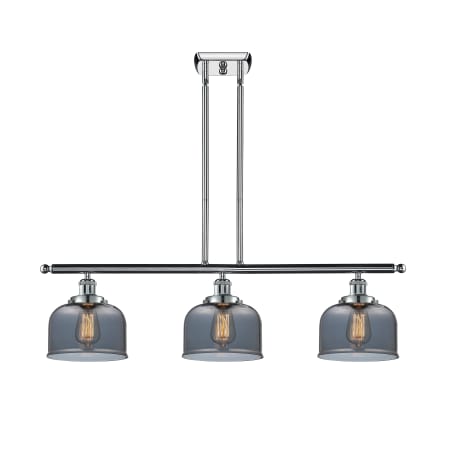 A large image of the Innovations Lighting 916-3I Large Bell Polished Chrome / Plated Smoke