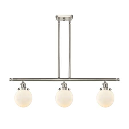 A large image of the Innovations Lighting 916-3I Beacon Brushed Satin Nickel / Matte White