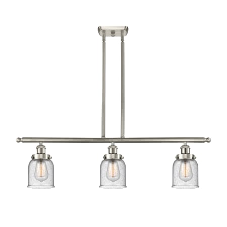 A large image of the Innovations Lighting 916-3I Small Bell Brushed Satin Nickel / Seedy