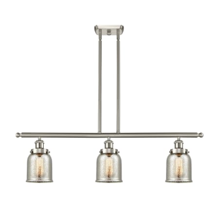 A large image of the Innovations Lighting 916-3I-10-36 Bell Linear Brushed Satin Nickel / Silver Plated Mercury