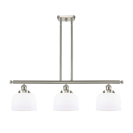 A large image of the Innovations Lighting 916-3I Large Bell Brushed Satin Nickel / Matte White