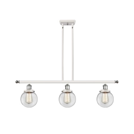 A large image of the Innovations Lighting 916-3I-10-36 Beacon Linear White and Polished Chrome / Clear