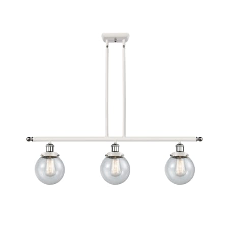 A large image of the Innovations Lighting 916-3I-10-36 Beacon Linear White and Polished Chrome / Seedy