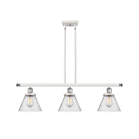 A large image of the Innovations Lighting 916-3I-11-36 Cone Linear White and Polished Chrome / Seedy