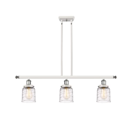 A large image of the Innovations Lighting 916-3I-10-36 Bell Linear White and Polished Chrome / Deco Swirl