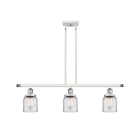 A large image of the Innovations Lighting 916-3I-10-36 Bell Linear White and Polished Chrome / Clear
