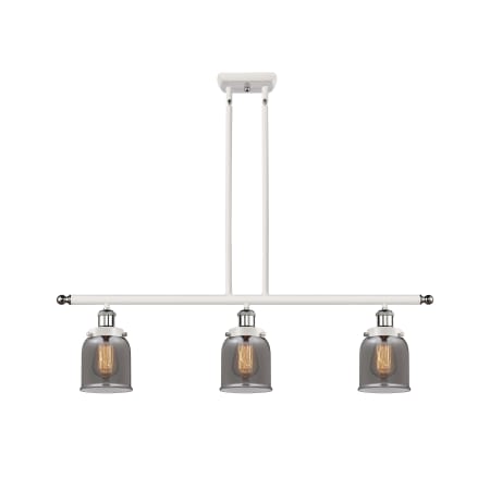 A large image of the Innovations Lighting 916-3I-10-36 Bell Linear White and Polished Chrome / Plated Smoke