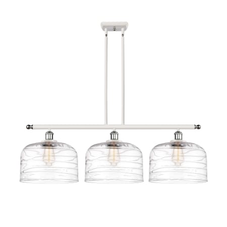 A large image of the Innovations Lighting 916-3I-11-36-L Bell Linear White and Polished Chrome / Clear Deco Swirl