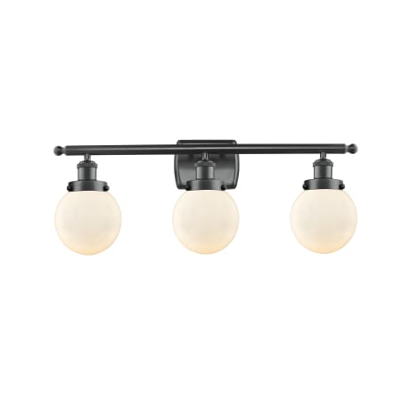 A large image of the Innovations Lighting 916-3W Beacon Matte Black / Matte White