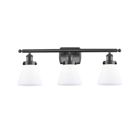 A large image of the Innovations Lighting 916-3W Small Cone Matte Black / Matte White